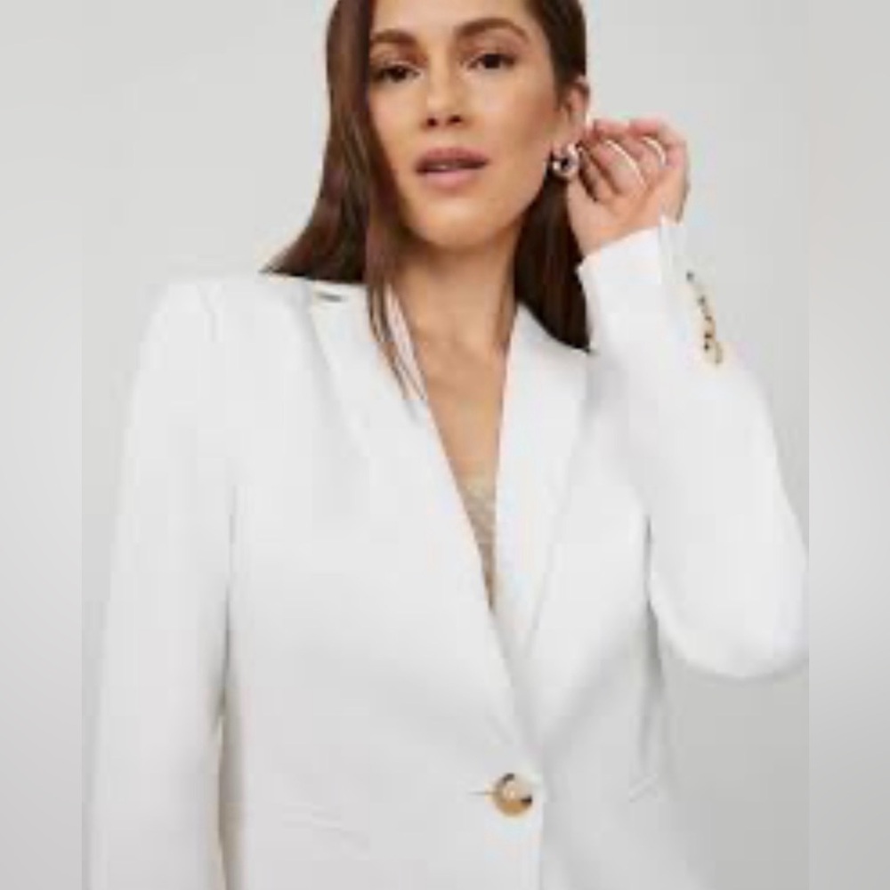 EUC Ann Taylor Elegant Cream Tan One Button Blazer Suit Jacket
